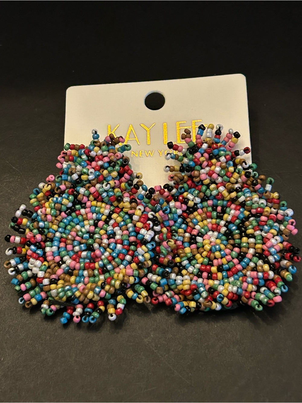 Kay Lee Multicolor Handcrafted Seed Bead Boho Spiral Design Drop Earrings